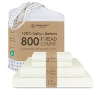 Threadmill King Sheets - 800 Thread Count Sateen Weave, 100% Natural Cotton 4 Piece Solid Bedding Set, Extra Long Staple Cotton, Comfortable Ivory Sheets with Elasticized Deep Pocket