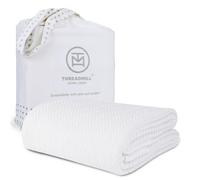 Threadmill Luxury Cotton Blankets for Queen Size Bed | All-Season 100% Cotton Queen Size Blanket | Herringbone Cozy Lightweight, Soft Breathable Fall Thermal Blanket fits Full Size Bed, 90x92 | White