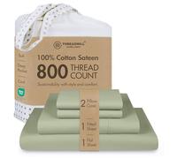 Threadmill Queen Sheet-Set - 800 Thread Count Sateen Weave, 100% Natural Cotton 4 Piece Solid Bedding Set, Extra Long Staple Cotton, Supreme Sage Green Sheets with Elasticized Deep Pocket