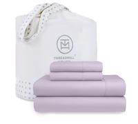 Threadmill Queen Sheets - Pure Long Staple Cotton Sateen Weave, 4 Piece 300 Thread Count Bedding Set, Solid Lilac Sheets with Elasticized Deep Pocket