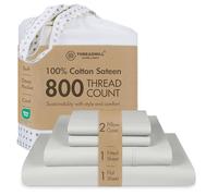Threadmill True Color 800 Thread Count 100% Cotton California King Size Sheet Set Sateen Weave Light Grey 16 inch Deep Pocket 4pc Bed Sheets Set