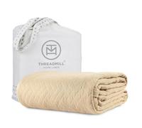 Threadmill Twin Size, Soft Beige Blanket/Coverlet - Premium & Luxurious Quality Blanket, Made from 100% Long Staple Combed Cotton, Jacquard Matelasse Finish for All Seasons, 68x90 inch