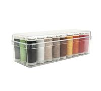 Threadsmith - 50 WT Cotton Thread Set - 27 Spools, 100 Meters Each - 3-Ply Mercerized Egyptian Cotton - Premium Sewing Thread in Reusable Box