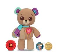 Thready Bear Interactive 14" Plush Teddy Bear Make A Wish & Bear Comes To Life Magical Expressive Button Eyes - Happy, Sad, Winks & Blinks 70+ Expressions & Reactions Batteries Included. For Kids