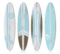 Threan 4 Pcs Surfboard Wall Decors 23.6 x 5.4 Inch Blue Girls Room Decor Preppy Surf Board Hanging Signs Aesthetic Large Wooden Beach Tropical Wall for Surfer Bedroom Living Room Bathroom Decors