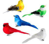 Threan 5 Packs Artificial Birds Feathered Birds Parrot Figure Decor Fake Parrot for Craft Summer Modern Jungle Garden Home Ornament Decoration, Assorted Colors (Bird)
