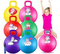 Threan 6 Pcs Hopper Ball Unicorn Bouncy Ball for Bog Girl Children Gifts | for Kids 3-6, Proprioceptive Input Balance Training, 18 Inch with Handle, PVC Material, Not Easy to Wear Tear, Enhance Muscle
