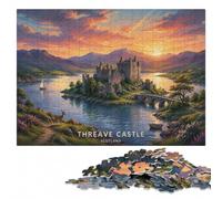 Threave Castle at Sunset Wooden Jigsaw Puzzle 1000 Pieces for Adults | Thoughtful Christmas gift for adults: home hobby for puzzle fans in spare time.