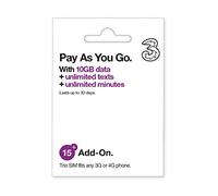 Three 10GB data Pay As You Go SIM