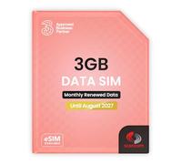 Three 3GB Data SIM Card - for Portable WiFi, Routers & Phones - Preloaded Monthly Until August 2027 - Dual Network (Three & Vodafone) Stronger Coverage