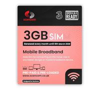 Three 3GB Data SIM - Uncapped 5G Speeds - Preloaded EVERY MONTH Until 8th MARCH 2028 - No Contract - Ideal for IoT Devices, Routers, Tablets & Phones