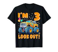 Three 3rd Birthday Boy Monster Truck Car 3 Years Old T-Shirt