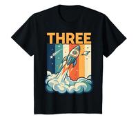 Three 3rd Birthday Retro Rocket Space 3 Year Old T-Shirt