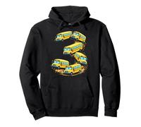 Three 3rd Birthday School Bus Back to School 3 Year Old Kids Pullover Hoodie