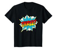 Three! 3rd Birthday Superhero Boys 3 Years Old Comic Book T-Shirt