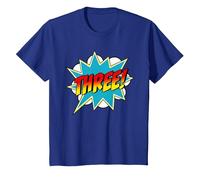 Three! 3rd Birthday Superhero Boys 3 Years Old Comic Book T-Shirt, Youth, Royal Blue, 3T