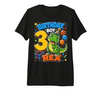 Three 3yr 3rd Birthday Boy Dinosaur 3 Year Old Toddler Gifts Premium T-Shirt