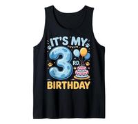 Three 3yr 3rd Birthday Dog Lover Party 3 Year Old Boy Gifts Tank Top