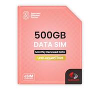 Three 500GB Data SIM Card - for Portable WiFi, Routers & Phones - Preloaded Monthly Until January 2028 - Dual Network (Three & Vodafone) Stronger Coverage