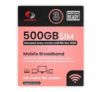 Three 500GB Data SIM - Uncapped 5G Speeds - Preloaded EVERY MONTH Until 8th NOVEMBER 2025 - No Contract - Plug & Play for Business Broadband, Routers & Phones