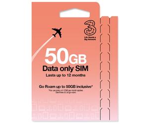Three 50GB Pay As You Go Data SIM Card