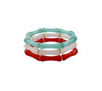 Three Acrylic Bead Elastic Bracelets and Colorful Everyday Wear(T)