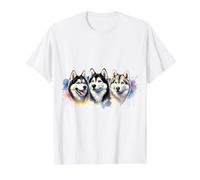 Three Adorable Huskies Value Graphic T-Shirt, Men, White, S
