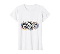 Three Adorable Huskies Value Graphic T-Shirt, Women, White, XL