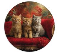 Three Adorable Kittens Sat on The Sofa Jigsaw Puzzles Challenge Toy Educational Games Home Decoration for Adults& Teenager Age 14 Years Up 1000pcs (67.5x67.5cm)