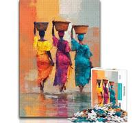 Three African Women 1000 Piece Jigsaw Puzzle for Adults Teens,Stress Reliever Difficult Challenge Unique Home Decor And Gifts (75x50cm)