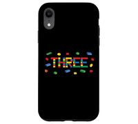 Three - Age 3 Year Old Building Bricks Kid 3rd Birthday Case for iPhone XR