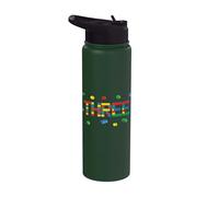 Three - Age 3 Year Old Building Bricks Kid 3rd Birthday Stainless Steel Insulated Water Bottle