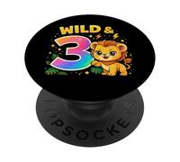 Three and Thriving Funny 3rd Birthday Cute Lion PopSockets Adhesive PopGrip
