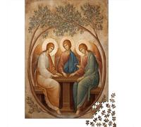 Three Angels, Middle Eastern Style,Puzzles Gemusterte Nachhaltige Puzzles Für Erwachsene Hochwertige Holzspielpuzzles 38x26cm/1000pcs