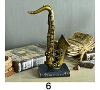 THREE Antique Imitation Resin Musical Instrument Violin Saxophone Trumpet Model Coffee Shop Bar Home Decor,6