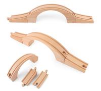 Three Arch Wooden Train Track Bridge - 15 Inch Solid Wood Railway Expansion Accessory, Compatible with Brio Thomas Bigjigs, Gift for Kids 5+ Years Old Train Enthusiasts