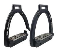THREE ARCHERS Safety Stirrups for Adults with Side Release Non-Slip Inclined Tread Stainless Steel - Riding Equipment for Riding, Dressage, Jumping and Beginners