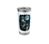 Three Australian Shepherd Howling at The Moon 3 Aussie Moon Stainless Steel Insulated Tumbler