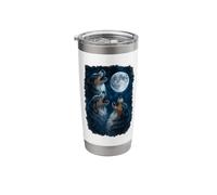 Three Australian Shepherd Howling at The Moon 3 Aussie Moon Stainless Steel Insulated Tumbler