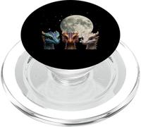 Three Baby Dragons Under Full Moon Fantasy Night PopSockets PopGrip for MagSafe