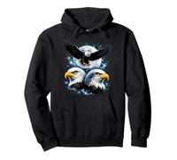 Three Bald Eagle Moon Bird Eagles Lover American Wildlife Pullover Hoodie