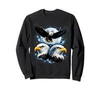 Three Bald Eagle Moon Bird Eagles Lover American Wildlife Sweatshirt