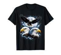 Three Bald Eagle Moon Bird Eagles Lover American Wildlife T-Shirt