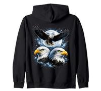 Three Bald Eagle Moon Bird Eagles Lover American Wildlife Zip Hoodie