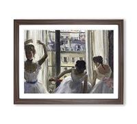 Three Ballet Ballerina Dancers By The Window By Edgar Degas Classic Painting Framed Print | A4 Walnut Framed Wall Art | Ready to Hang | Classic Historical Picture | Living Room Bedroom Lounge Office
