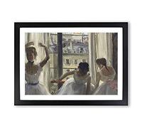 Three Ballet Ballerina Dancers by The Window by Edgar Degas Framed Print | A2 Black Framed Wall Art | Ready to Hang | Modern Nature Picture | Living Room Bedroom Lounge Office
