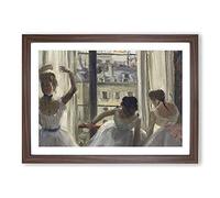 Three Ballet Ballerina Dancers by The Window by Edgar Degas Framed Print | A2 Walnut Framed Wall Art | Ready to Hang | Modern Nature Picture | Living Room Bedroom Lounge Office