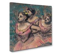 Three Ballet Ballerina Dancers in Pink by Edgar Degas Canvas Print | Gallery Wrapped 30mm Frame Wall Art | 20x20 inches | Ready to Hang | Modern Picture | Living Room Bedroom Lounge Office