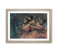 Three Ballet Ballerina Dancers in Pink by Edgar Degas Framed Print | A2 Oak Framed Wall Art | Ready to Hang | Modern Nature Picture | Living Room Bedroom Lounge Office