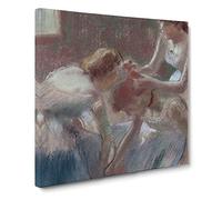 Three Ballet Ballerina Dancers Preparing by Edgar Degas Classic Painting Canvas Wall Art Print Ready to Hang, Framed Picture for Living Room Bedroom Home Office Décor, 20x20 Inch (50x50 cm)